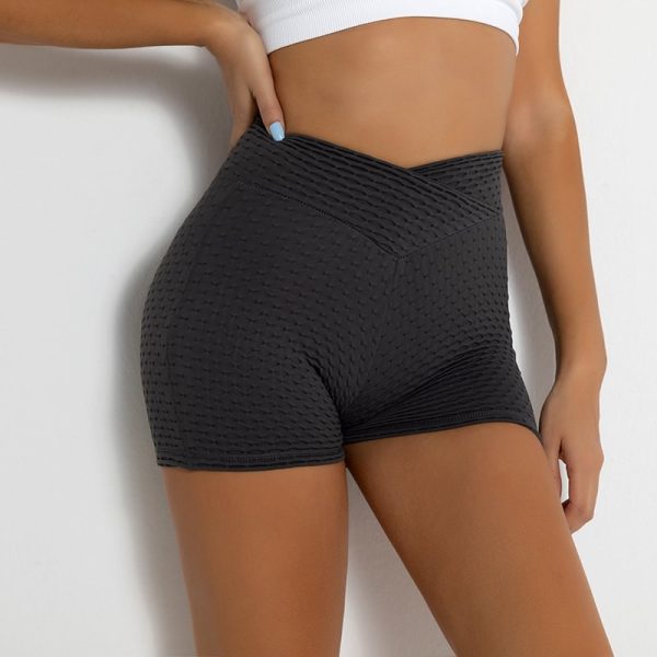 Gray Tight-fitting Hip Yoga Pants High-waist Hip-lift Sports Shorts - Image 2