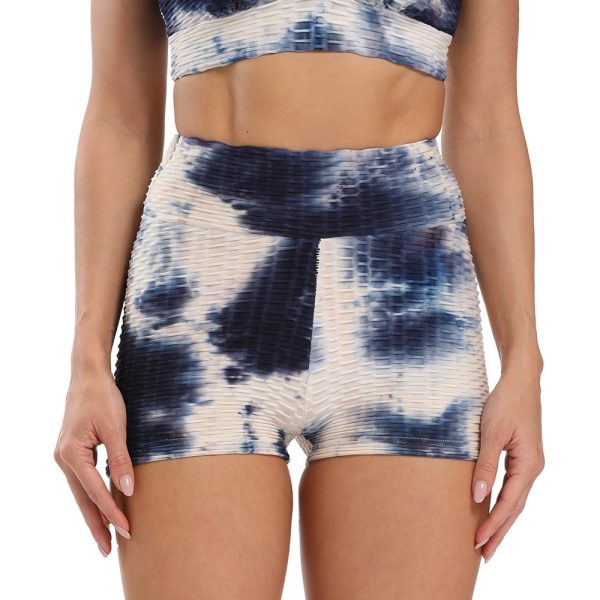 Light Blue Ink Jacquard Slim Tie-dye Sports Fitness Yoga Pants - Image 4